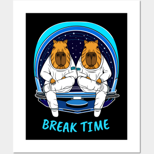 Break Time, Cute Capybara Astronauts Posters and Art